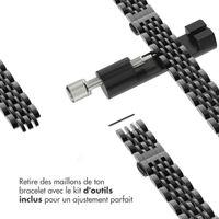 Selencia Bracelet en acier slim style Jubilee Apple Watch Series 1 t/m 9 / SE (38/40/41 mm) | Series 10 / 11 (42 mm) - Noir