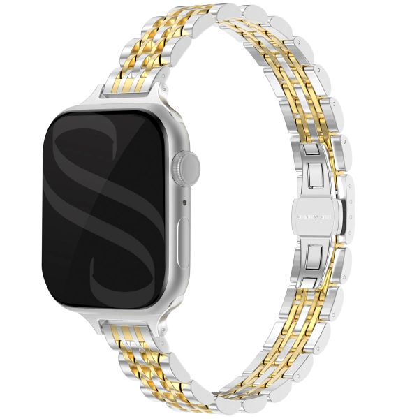 Selencia Bracelet en acier slim style Jubilee Apple Watch Series 1 à 9 / SE (38/40/41 mm) | Series 10 (42 mm) - Argent & Or