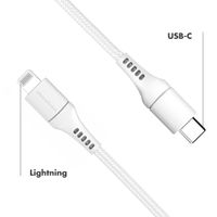 imoshion ﻿Câble Lightning vers USB-C - Non MFi - Textile tressé - 2 mètre - Blanc