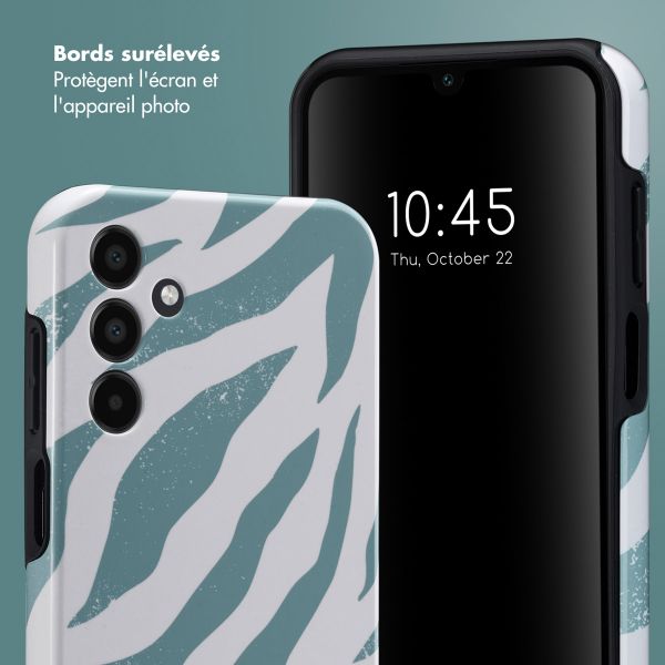 Selencia Coque arrière Vivid Tough Samsung Galaxy A15 (5G/4G) - Colorful Zebra Pine Blue