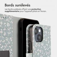 imoshion Étui de télephone portefeuille Design Apple iPhone 14 - Smoke Green Flowers