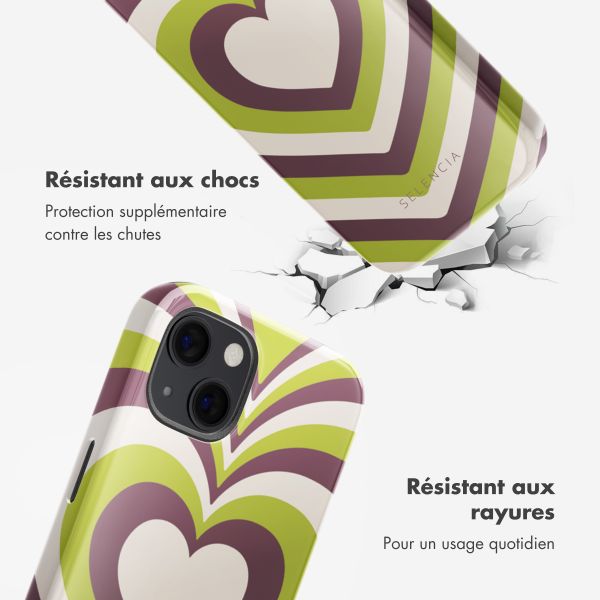 Selencia Coque arrière Vivid avec MagSafe Apple iPhone 13 - Double Hearts Plum Fern