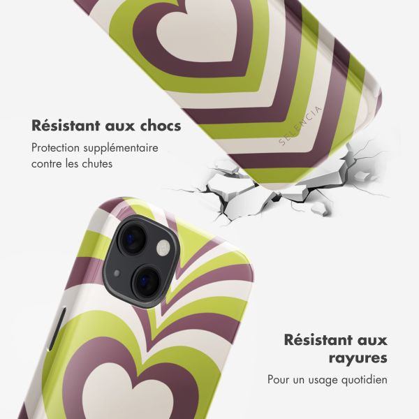 Selencia Coque arrière Vivid Tough avec MagSafe iPhone 13 - Double Hearts Plum Fern