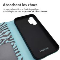 imoshion Étui de téléphone portefeuille Design Samsung Galaxy A32 (5G) - Black Blue Stripes