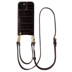 Selencia Nova coque arrière en cuir véritable avec porte-cartes Apple iPhone 15 - Dark Chocolate