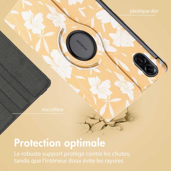 imoshion Coque tablette Design rotatif à 360° Honor Pad X9 - Yellow Flowers