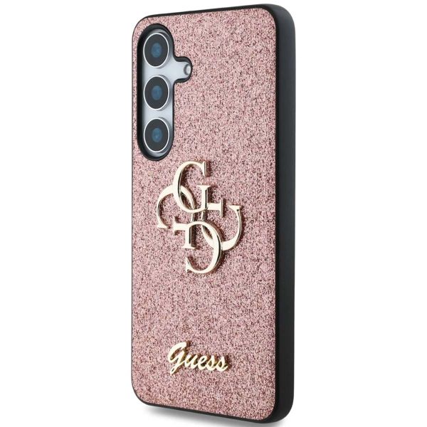 Guess Coque 4G Metal Logo Glitter Samsung Galaxy S25 - Rose
