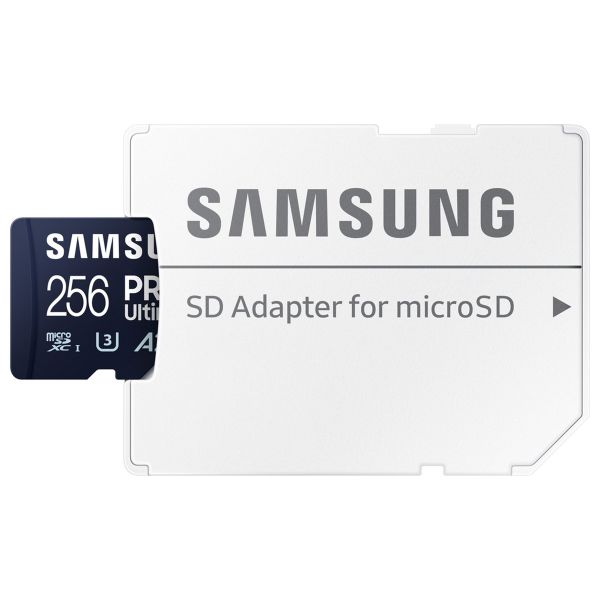 Samsung PRO Ultimate microSD - 256GB - Inclus un adaptateur SD - UHS-I/U3/Full HD/4K UHD