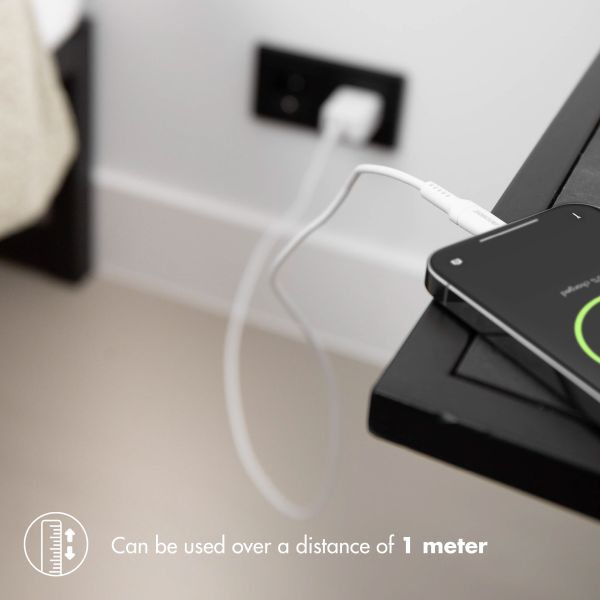 Accezz Chargeur Mural avec câble USB-C vers USB-A - Chargeur - certifié MFi - 20 Watt - 1 mètre - Blanc