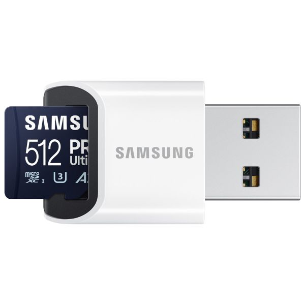 Samsung PRO Ultimate microSD - 512GB - Inclus un lecteur de cartes USB - UHS-I/U3/Full HD/4K UHD