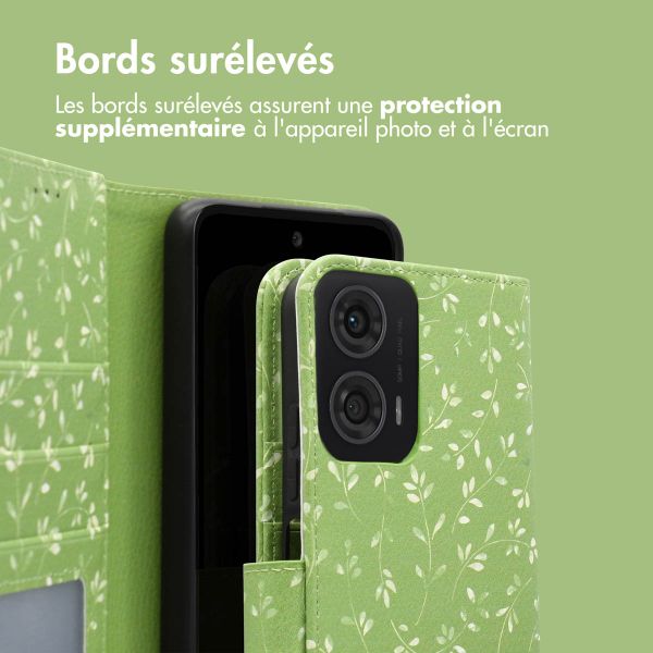 imoshion Étui de télephone portefeuille Design Motorola Moto G24 Power - Green Flowers
