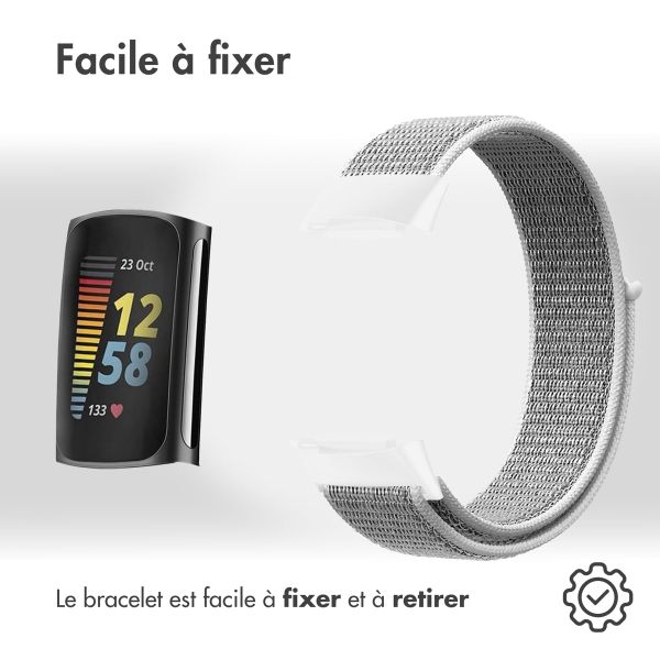 imoshion Bracelet en nylon le Fitbit Charge 5 / Charge 6 - Taille S - Gris clair