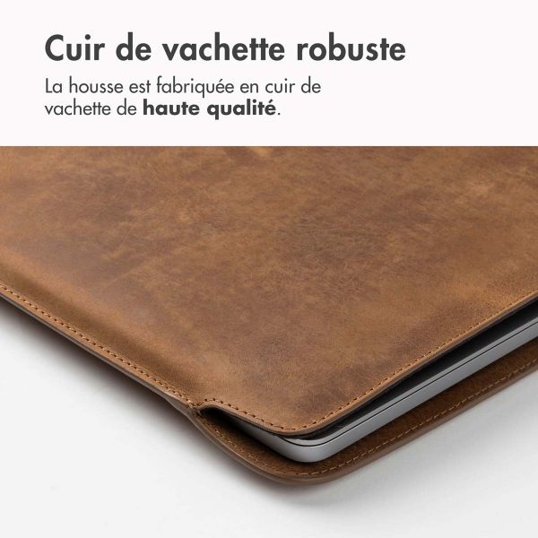 Accezz Leather Pochette ordinateur Apple MacBook 16 pouces - Cognac
