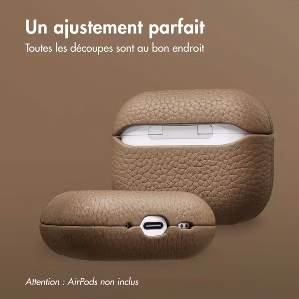 Accezz Coque en Cuir véritable Apple AirPods Pro 3 - Taupe