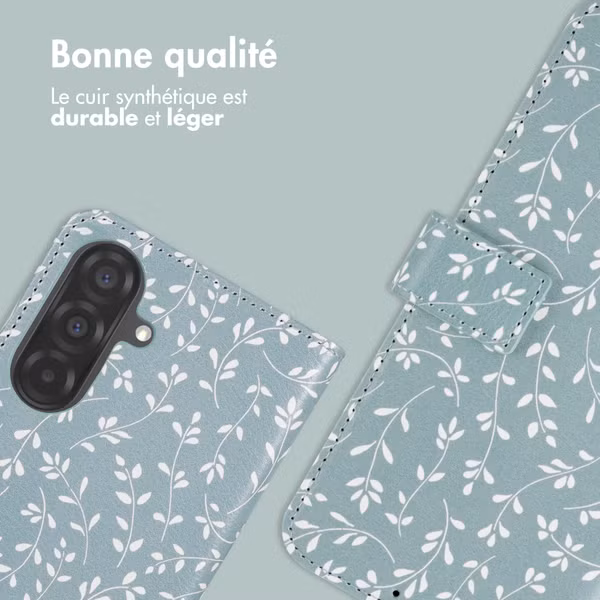 imoshion Étui de télephone portefeuille Design Samsung Galaxy A37 (5G) - Smoke Green Flowers