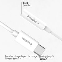 imoshion ﻿Adaptateur AUX - Adaptateur audio USB-C vers 3,5 mm / Jack - USB-C mâle vers AUX femelle - Blanc