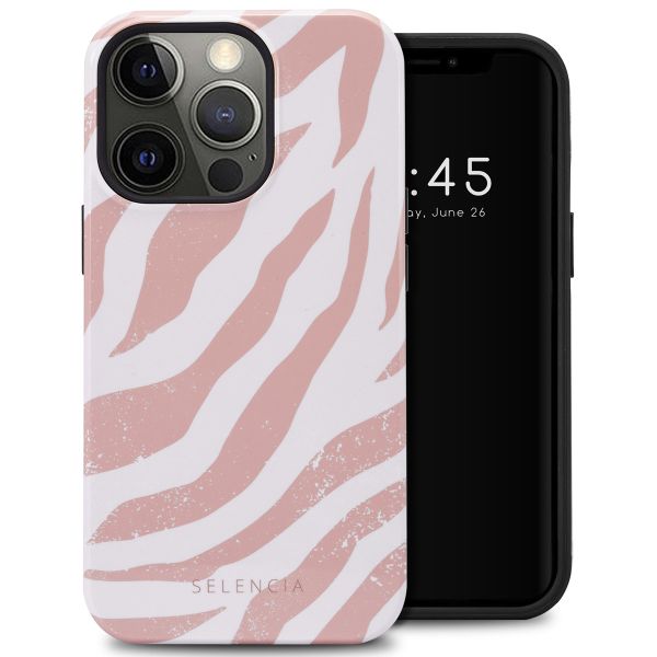 Selencia Coque arrière Vivid Tough iPhone 13 Pro - Colorful Zebra Old Pink