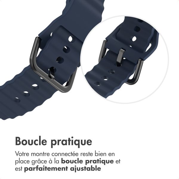 imoshion Bracelet Wave en silicone Samsung Galaxy Watch 4 / 5 / 6 / 7 / FE (20 mm) - Bleu foncé
