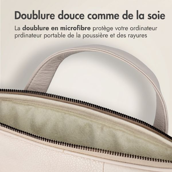 Accezz Leather Sac ordinateur 16 pouces - Beige