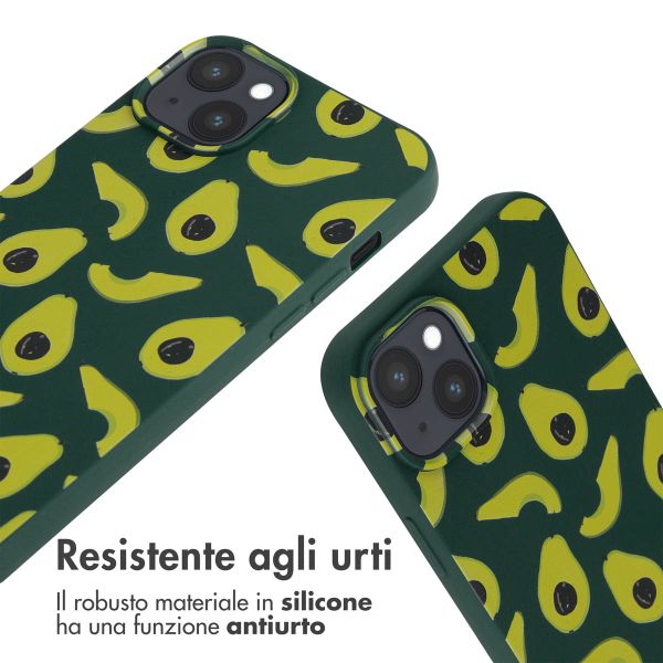 imoshion Coque design en silicone avec cordon Apple iPhone 15 Plus - Avocado Green