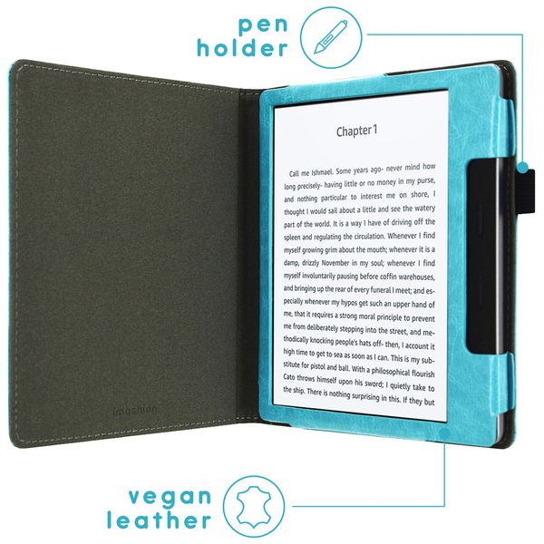 imoshion Étui de liseuse en cuir végan Amazon Kindle Oasis 3 - Bleu