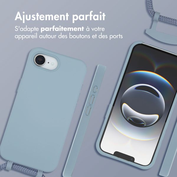 imoshion Coque arrière Color avec cordon amovible et MagSafe Apple iPhone 16e - Ash Blue