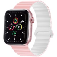 imoshion Bracelet en silicone magnétique Apple Watch Series 1 t/m 11 / SE / Ultra (44/45/46/49 mm) - Roze & Wit / Pink & White