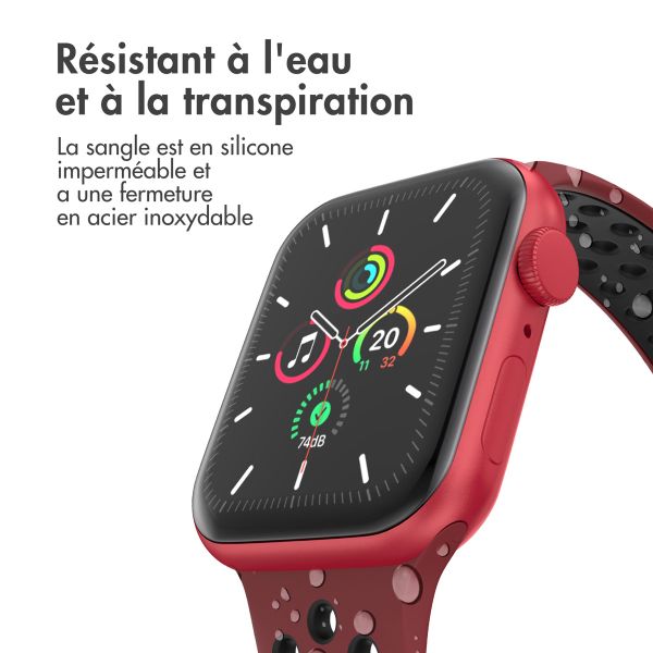imoshion Bracelet sport⁺ Apple Watch Series 1 á 9 / SE (38/40/41 mm) | Series 10 / 11 (42 mm) - Taille M/L - Wine Red & Black