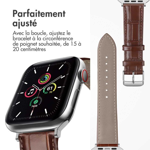 imoshion Bracelet Cuir Crocodile Apple Watch Series 1 á 11 / SE / Ultra (44/45/46/49 mm) - Brun