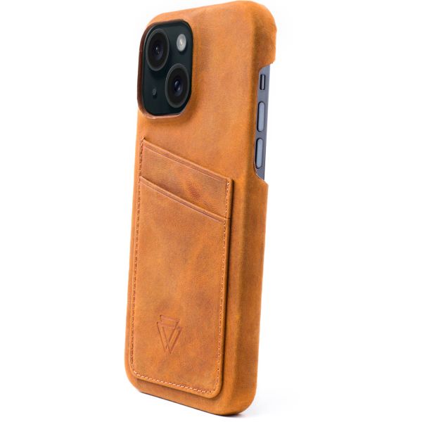 Wachikopa Coque Full Wrap C.C. avec 2 porte-cartes iPhone 15 - Camel