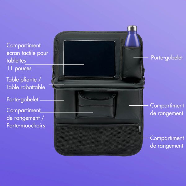 imoshion Organisateur de Siège Auto Luxe - Support de tablette voiture - 7 compartiments - Noir