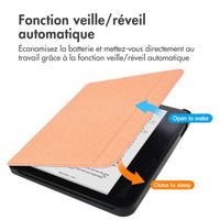 imoshion Étui de liseuse portefeuille Canvas Sleepcover avec support Kobo Libra Colour - Peach