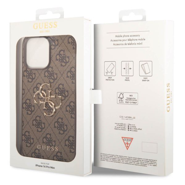 Guess Coque 4G Metal Logo Backcover iPhone 15 Pro Max - Brun