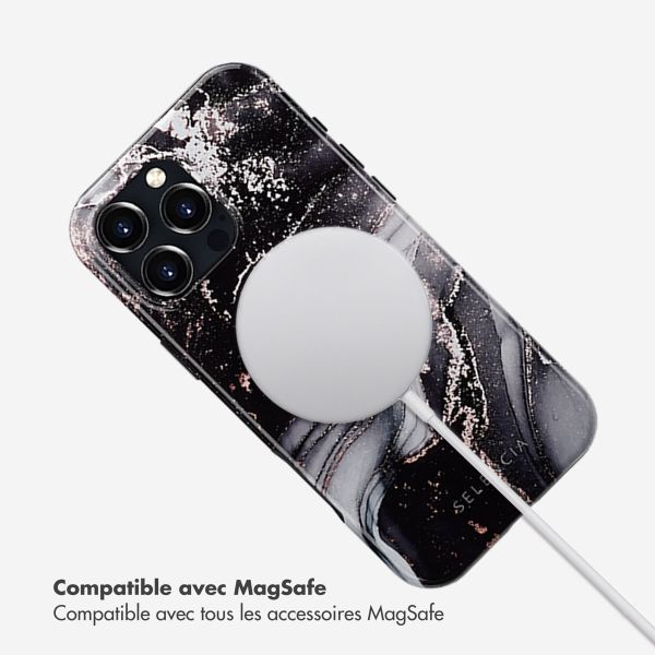 Selencia Coque arrière Vivid avec MagSafe Apple iPhone 16 Pro Max - Chic Marble Black