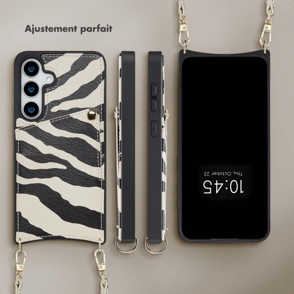 Selencia Coque de télephone Nova avec cordon et porte-cartes Samsung Galaxy S24 / S25 - Zazzy Zebra