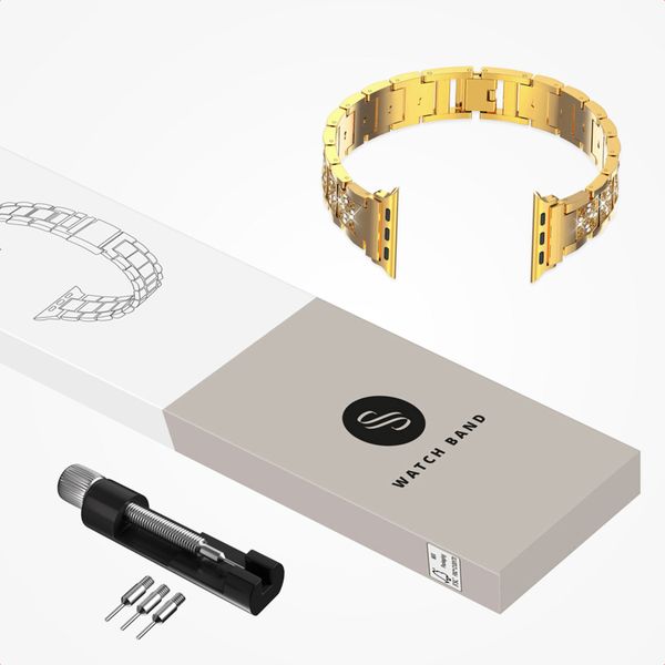 Selencia Bracelet à maillons scintillants Apple Watch Series 1 t/m 9 / SE (38/40/41 mm) | Series 10 / 11 (42 mm) - Doré