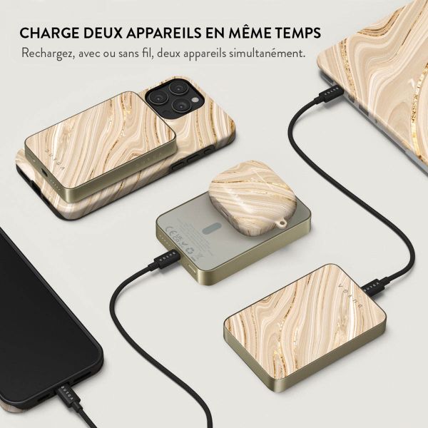 Burga Powerbank magnétique 5 000 mAh - MagSafe et Qi2 - Full Glam / Or