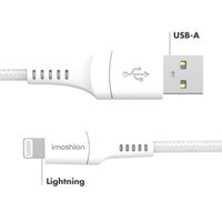 imoshion ﻿Câble Lightning vers USB - Non MFi - Textile tressé - 0,5 mètre - Blanc