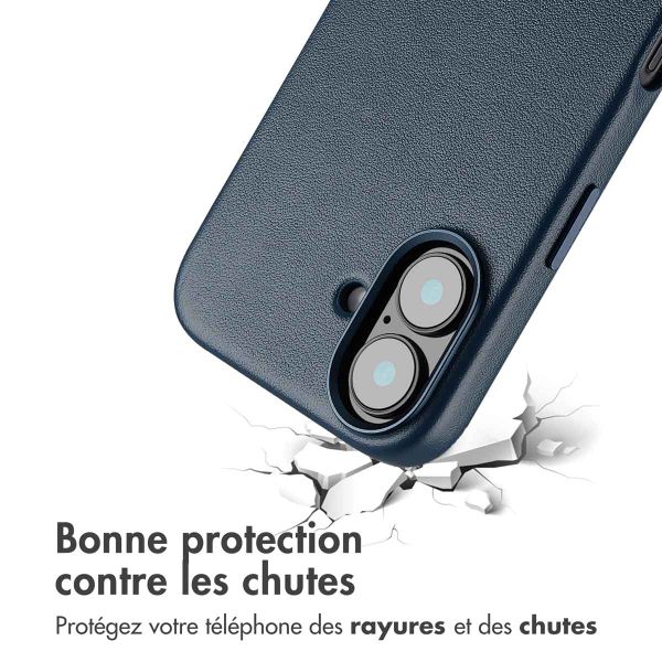 Accezz Coque arrière en cuir avec MagSafe iPhone 16 - Nightfall Blue