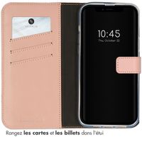 Selencia Étui de téléphone portefeuille en cuir véritable iPhone 14 Plus - Dusty Pink