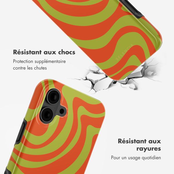 Selencia Coque arrière Vivid avec MagSafe Apple iPhone 16 - Wavy Swirl Orange Fern