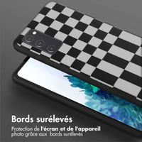 Selencia ﻿Coque design en silicone avec cordon amovible Samsung Galaxy S20 FE - Irregular Check Black