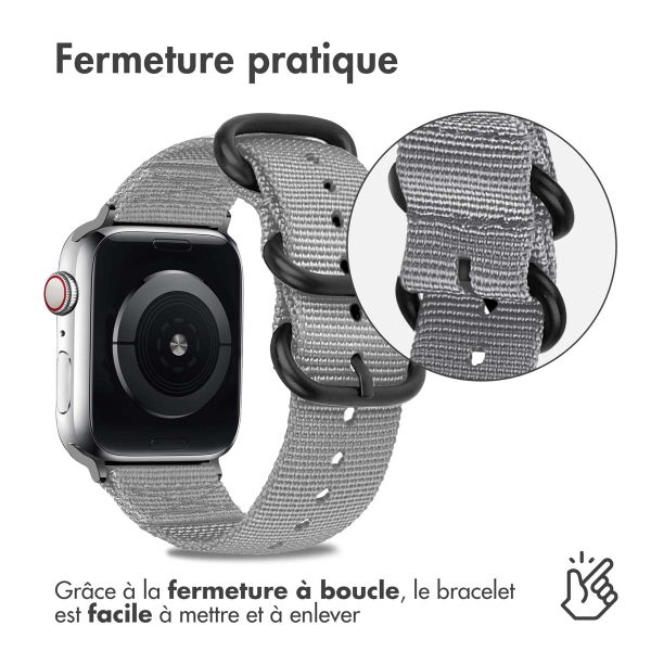 imoshion Bracelet en nylon Apple Watch Series 1-9 / SE - 38/40/41 mm / Series 10 - 42 mm - Gris