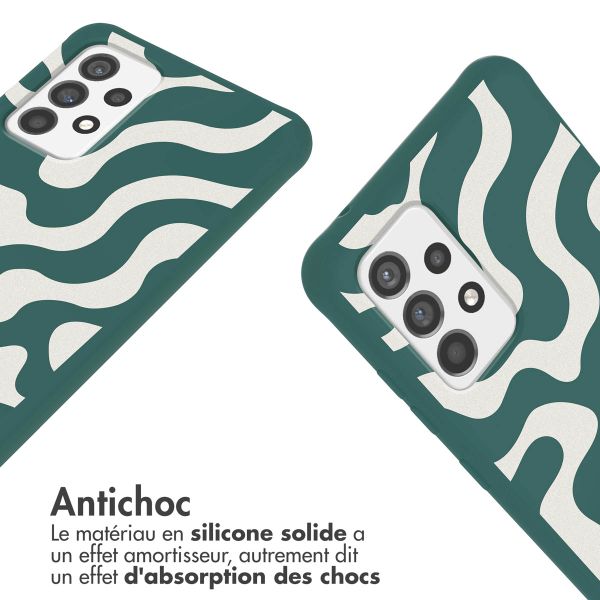 imoshion Coque design en silicone avec cordon Samsung Galaxy A52(s) / (5G/4G) - Petrol Green Groovy