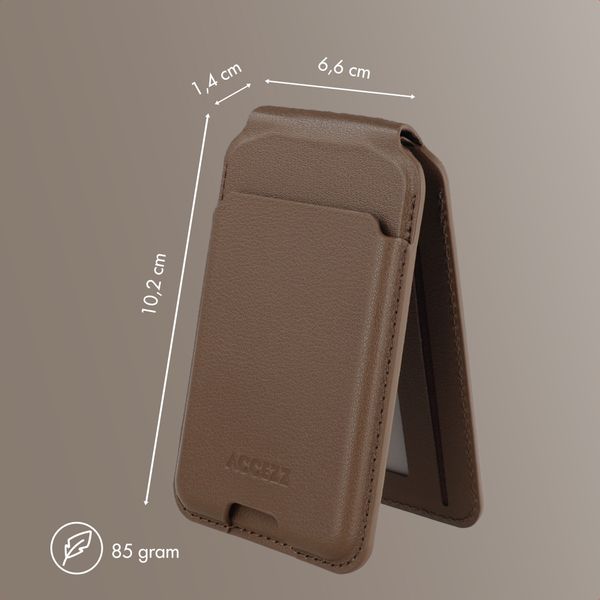 Accezz Portefeuille en cuir magnétique avec support - Compatible avec Apple Find My - Coffee Brown