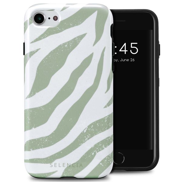 Selencia Coque arrière Vivid Tough iPhone SE (2022 / 2020) / 8 / 7 / 6(s) - Colorful Zebra Sage Green