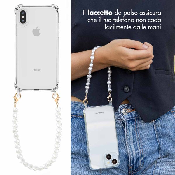 imoshion Coque avec dragonne + bracelet Apple iPhone X / Xs - Perles Cœurs