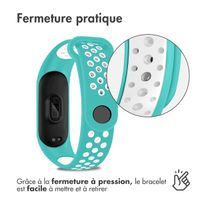 imoshion Bracelet sportif en silicone Xiaomi Mi Band 5 / 6 - Turquoise / Blanc