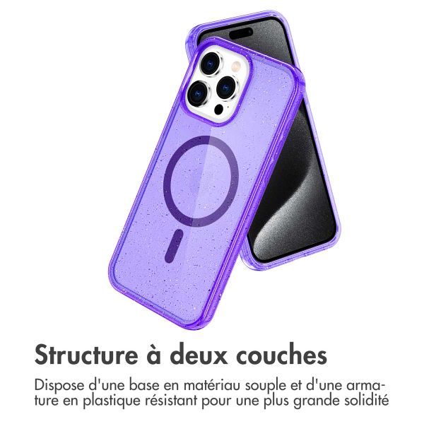 imoshion Coque Pailletée avec MagSafe Apple iPhone 15 Pro - Paillettes Violet
