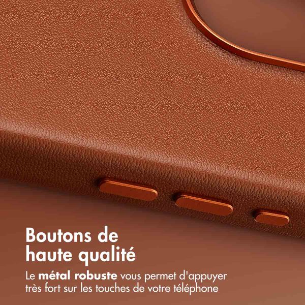 Accezz Coque arrière en cuir avec MagSafe Apple iPhone 16 Pro Max - Sienna Brown